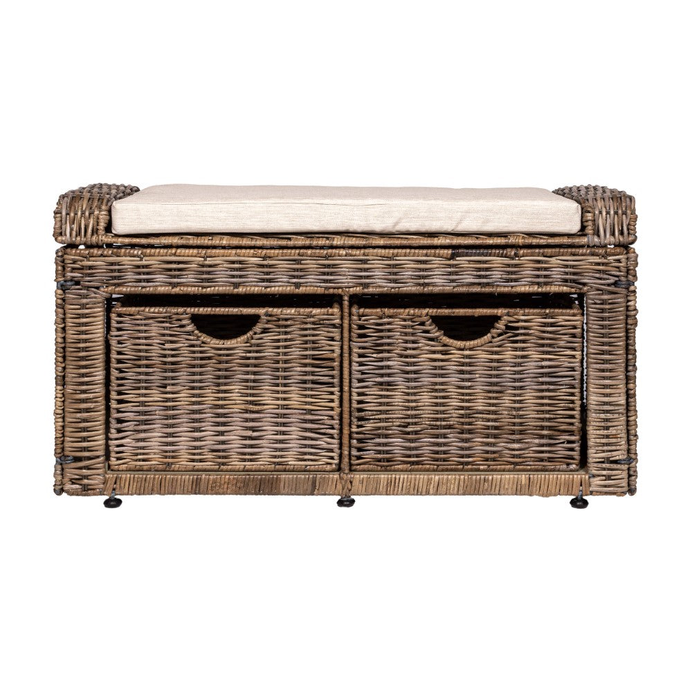 Wicker storage bench online seat