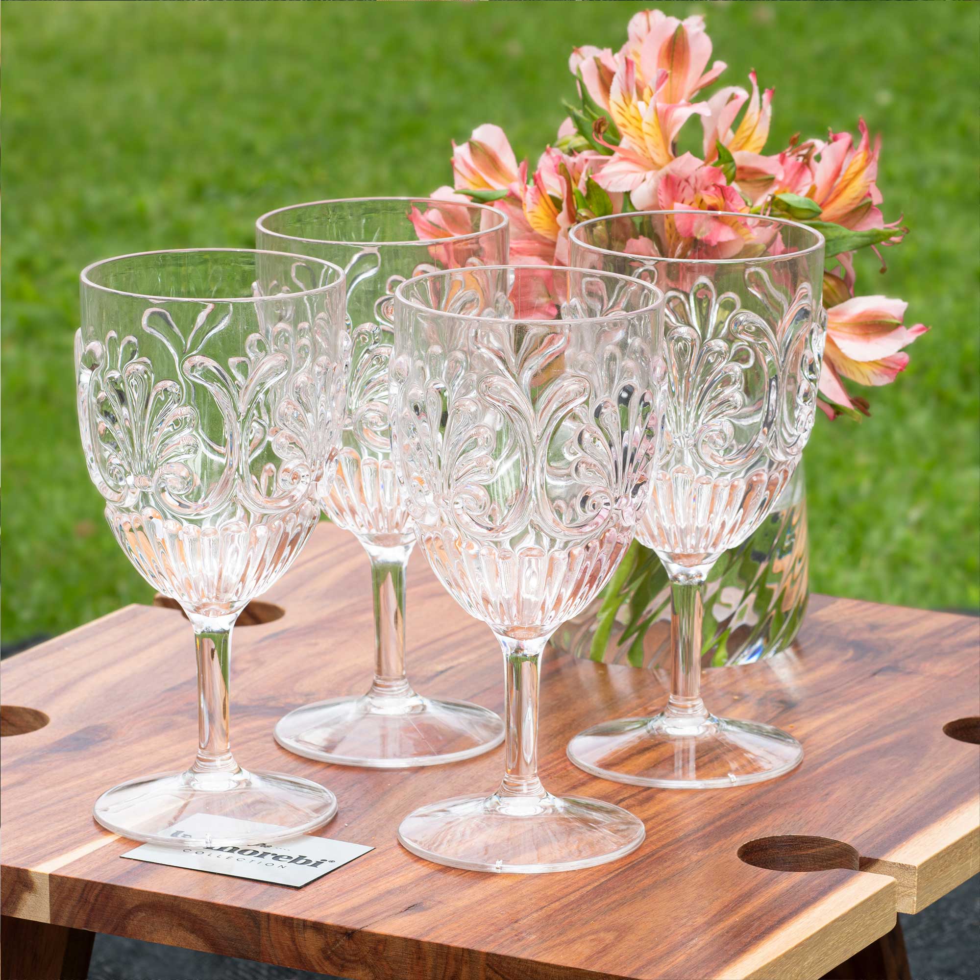Lily's Home Unbreakable Stemmed Red Wine Glasses, Made of Non Breakable Shatterproof Plastic, Indoor and Outdoor Drinkware, Reusable and