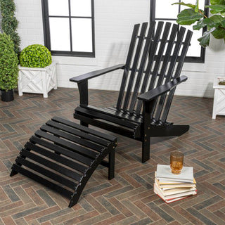 Eucalyptus 2-Piece Traditional Rustic Acacia Wood Adirondack Chair with Detachable Ottoman