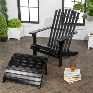 Eucalyptus 2-Piece Traditional Rustic Acacia Wood Adirondack Chair with Detachable Ottoman