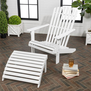 Eucalyptus 2-Piece Traditional Rustic Acacia Wood Adirondack Chair with Detachable Ottoman