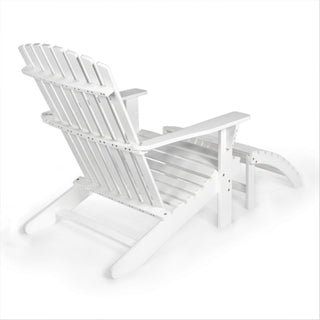 Eucalyptus 2-Piece Traditional Rustic Acacia Wood Adirondack Chair with Detachable Ottoman