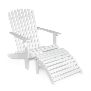 Eucalyptus 2-Piece Traditional Rustic Acacia Wood Adirondack Chair with Detachable Ottoman