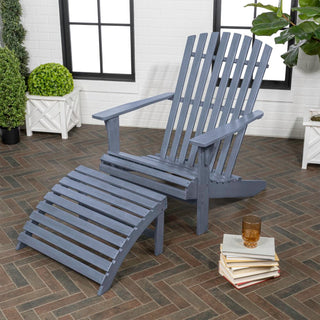 Eucalyptus 2-Piece Traditional Rustic Acacia Wood Adirondack Chair with Detachable Ottoman