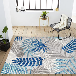 Lynx Tropics Palm Leaves Indoor/Outdoor 8' X 10' & 2' X 8' Rug And Runner Bundle