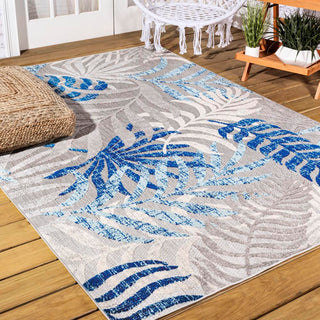 Lynx Tropics Palm Leaves Indoor/Outdoor 8' X 10' & 2' X 8' Rug And Runner Bundle