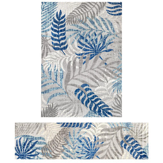 Lynx Tropics Palm Leaves Indoor/Outdoor 8' X 10' & 2' X 8' Rug And Runner Bundle