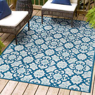 Lower Gallia Tile Trellis High-Low Area Rug