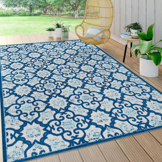 Lower Gallia Tile Trellis High-Low Area Rug