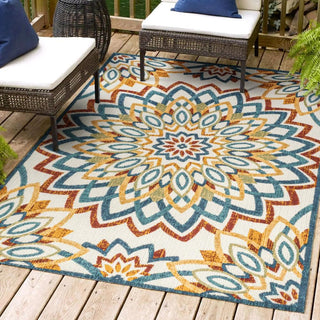 Cas abstract Bold Mandala High-low Indoor/outdoor Area Rug