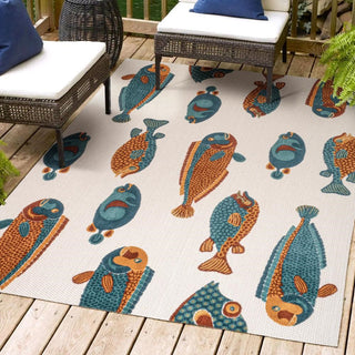 Mann modern Fish High-low Indoor/outdoor Area Rug