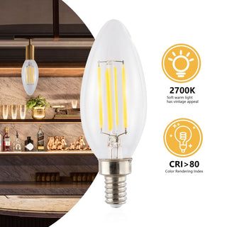 Performance Non-Dimmable C35-4W LED Edison Glass Bulbs with E12 Base