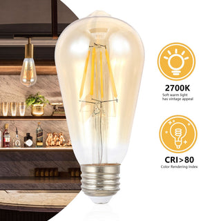 Origin Non-Dimmable ST58-4W LED Edison Glass Bulbs with E26 Base