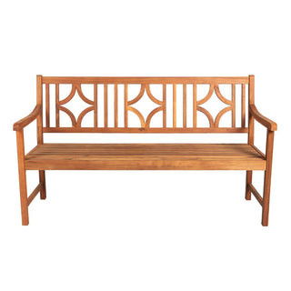 Teak Ogee Diamond-Back 600-Lbs Support Acacia Wood Outdoor Garden Patio Bench