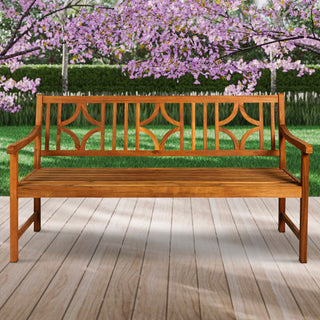 Teak Ogee Diamond-Back 600-Lbs Support Acacia Wood Outdoor Garden Patio Bench