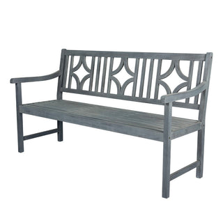 Teak Ogee Diamond-Back 600-Lbs Support Acacia Wood Outdoor Garden Patio Bench