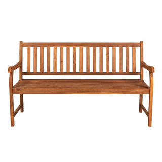 Mischa Slat-Back 600-Lbs Support Acacia Wood Outdoor Garden Patio Bench