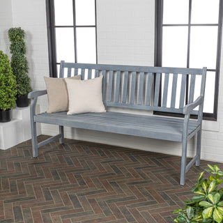 Mischa Slat-Back 600-Lbs Support Acacia Wood Outdoor Garden Patio Bench