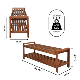 Walker 50.8" 3-Seat Mid-Century Modern 600-Lbs Support Acacia Wood Slat Outdoor Garden Patio Bench