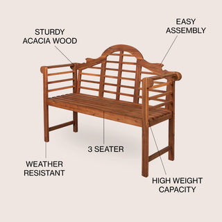 Wooden Arched 600-Lbs Support Acacia Wood Outdoor Garden Patio Bench