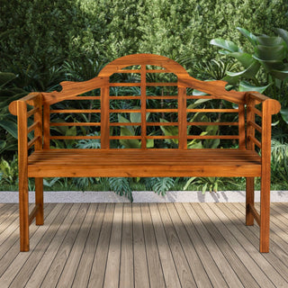 Wooden Arched 600-Lbs Support Acacia Wood Outdoor Garden Patio Bench