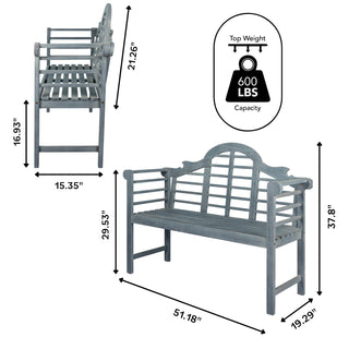 Wooden Arched 600-Lbs Support Acacia Wood Outdoor Garden Patio Bench