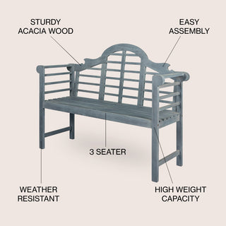 Wooden Arched 600-Lbs Support Acacia Wood Outdoor Garden Patio Bench