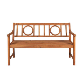 Dhirz Circle-Back 600-Lbs Support Acacia Wood Outdoor Garden Patio Bench