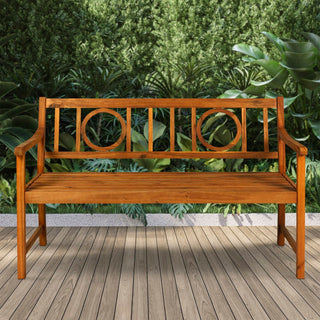 Dhirz Circle-Back 600-Lbs Support Acacia Wood Outdoor Garden Patio Bench