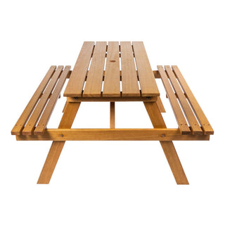 Giantex 59" Modern Classic Outdoor Wood Picnic Table Benches with Umbrella Hole