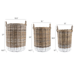 Ternion Cottage Hand-Woven Rattan Nesting Baskets with Handles