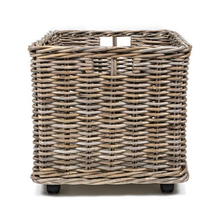 Yael Coastal Hand-Woven "STORAGE" Rattan Basket with Wheels and Handles