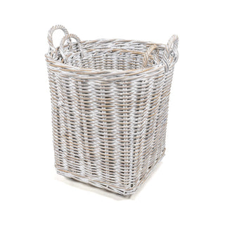 Arbour Rustic Hand-Woven Rattan Nesting Baskets with Wheels and Handles