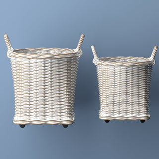 Arbour Rustic Hand-Woven Rattan Nesting Baskets with Wheels and Handles