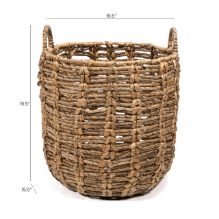 Laurel Bohemian Hand-Woven Abaca Basket with Handles