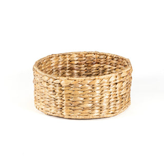 Gouda Southwestern Hand-Woven Hyacinth Circular Nesting Baskets with Wood Lids