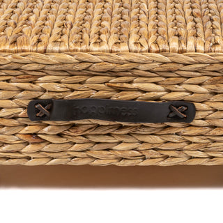 Chett Minimalist Hand-Woven Hyacinth/Wood Underbed Storage Bin with Wheels and Handles