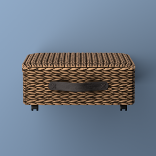 Chett Minimalist Hand-Woven Hyacinth/Wood Underbed Storage Bin with Wheels and Handles