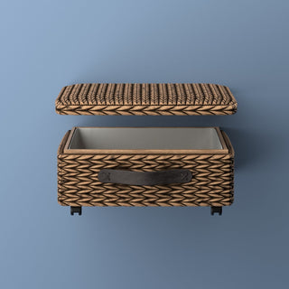 Chett Minimalist Hand-Woven Hyacinth/Wood Underbed Storage Bin with Wheels and Handles