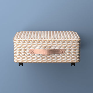 Chett Minimalist Hand-Woven Hyacinth/Wood Underbed Storage Bin with Wheels and Handles