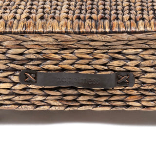 Chett Minimalist Hand-Woven Hyacinth/Wood Underbed Storage Bin with Wheels and Handles