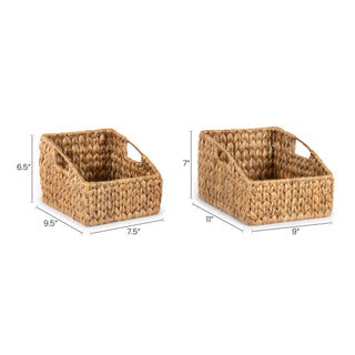 Havanah Southwestern Hand-Woven Hyacinth Slanted Nesting Baskets with Handles