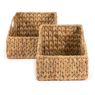 Havanah Southwestern Hand-Woven Hyacinth Slanted Nesting Baskets with Handles