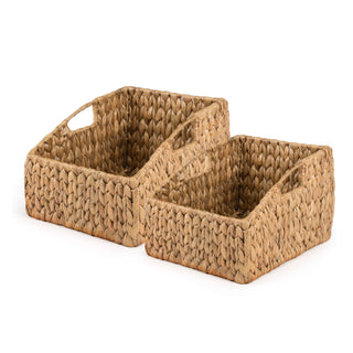 Havanah Southwestern Hand-Woven Hyacinth Slanted Nesting Baskets with Handles