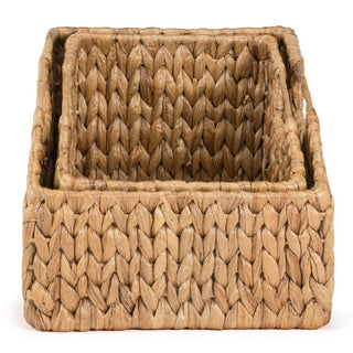 Havanah Southwestern Hand-Woven Hyacinth Slanted Nesting Baskets with Handles