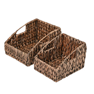 Havanah Southwestern Hand-Woven Hyacinth Slanted Nesting Baskets with Handles