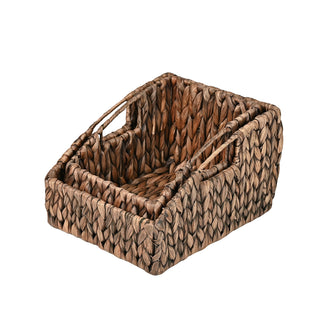 Havanah Southwestern Hand-Woven Hyacinth Slanted Nesting Baskets with Handles