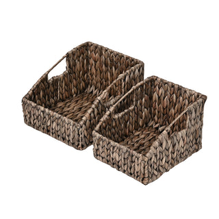 Havanah Southwestern Hand-Woven Hyacinth Slanted Nesting Baskets with Handles