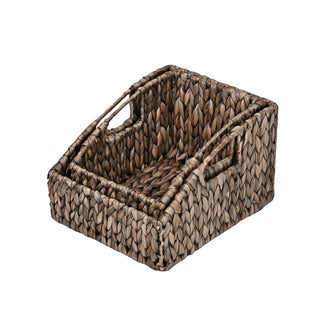 Havanah Southwestern Hand-Woven Hyacinth Slanted Nesting Baskets with Handles