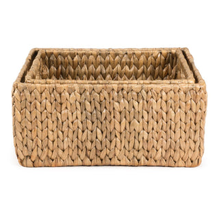 Leif Rustic Minimalist Hand-Woven Hyacinth Nesting Baskets with Handles